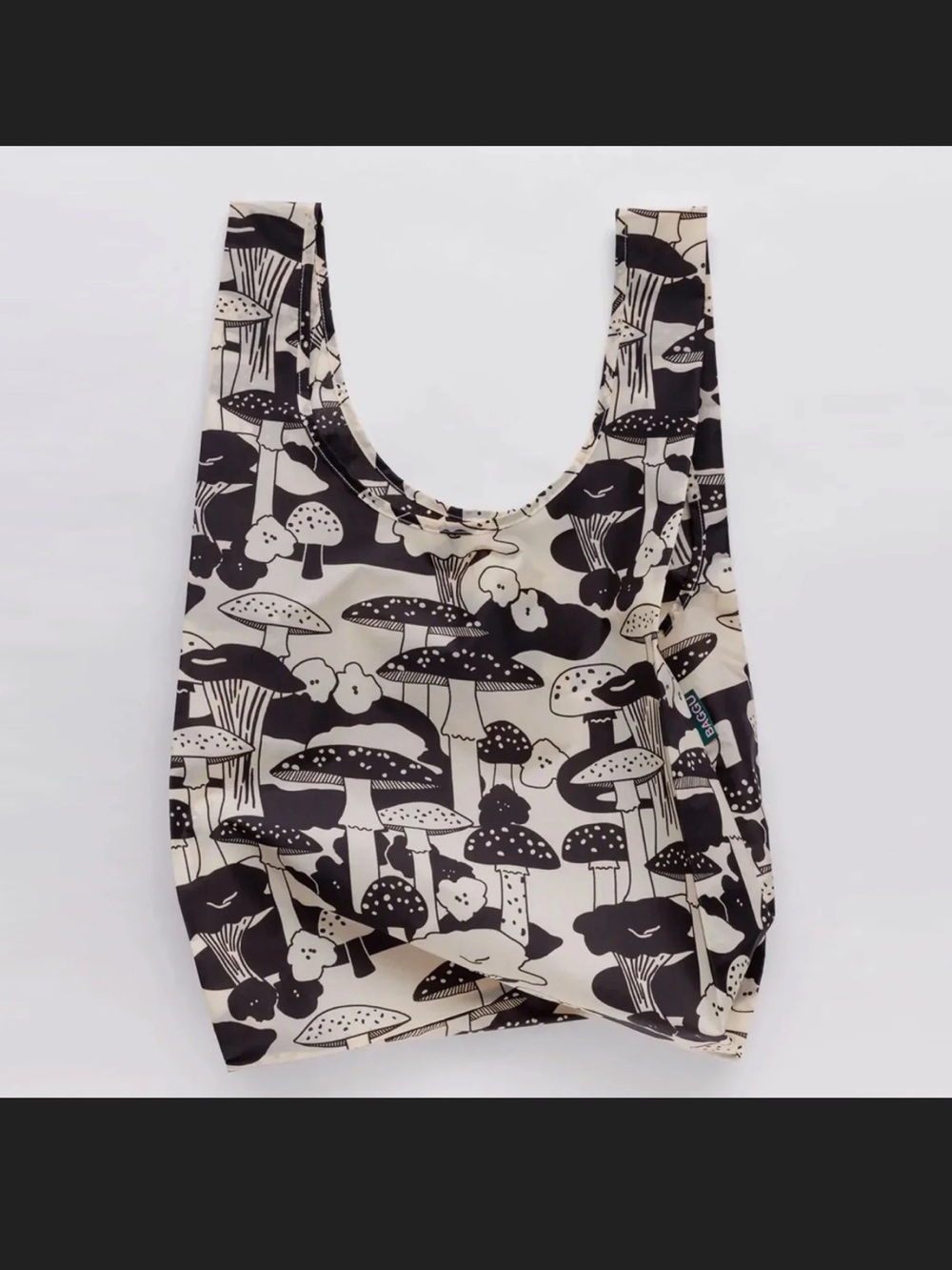 BAGGU Baby Mushroom Print Tote- Black and Cream